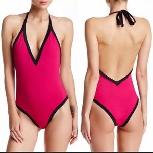 Solé East swim Capri berry pink one piece.